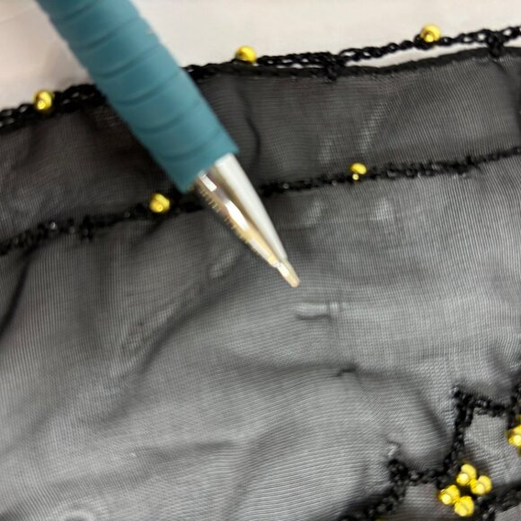 Black Belly Dance Hip Scarf with Three rows of Gold Coins - Picture 7 of 10